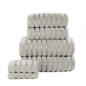 Zero Twist Ribbed Cotton Towel Silver
