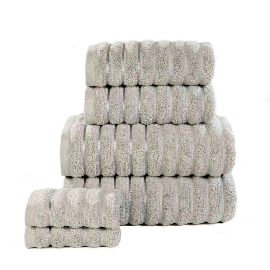 Zero Twist Ribbed Cotton Towel Silver