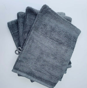 Cotton Bamboo Face Cloth Wash Mitt Set Pack of 4 Silver Grey