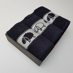 Kitchen Tea Towels 100% Turkish Cotton Embroidered Animals Gift Box Set Black Sheep